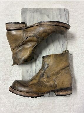 Freebird By Steven Hatchet Moto Biker Ankle Booties Rare Leather Size 7